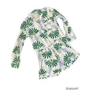 NWOT. Oak Lane Summer Palm Pajamas Sleepwear set. Robe top and shorts. Size XS/S